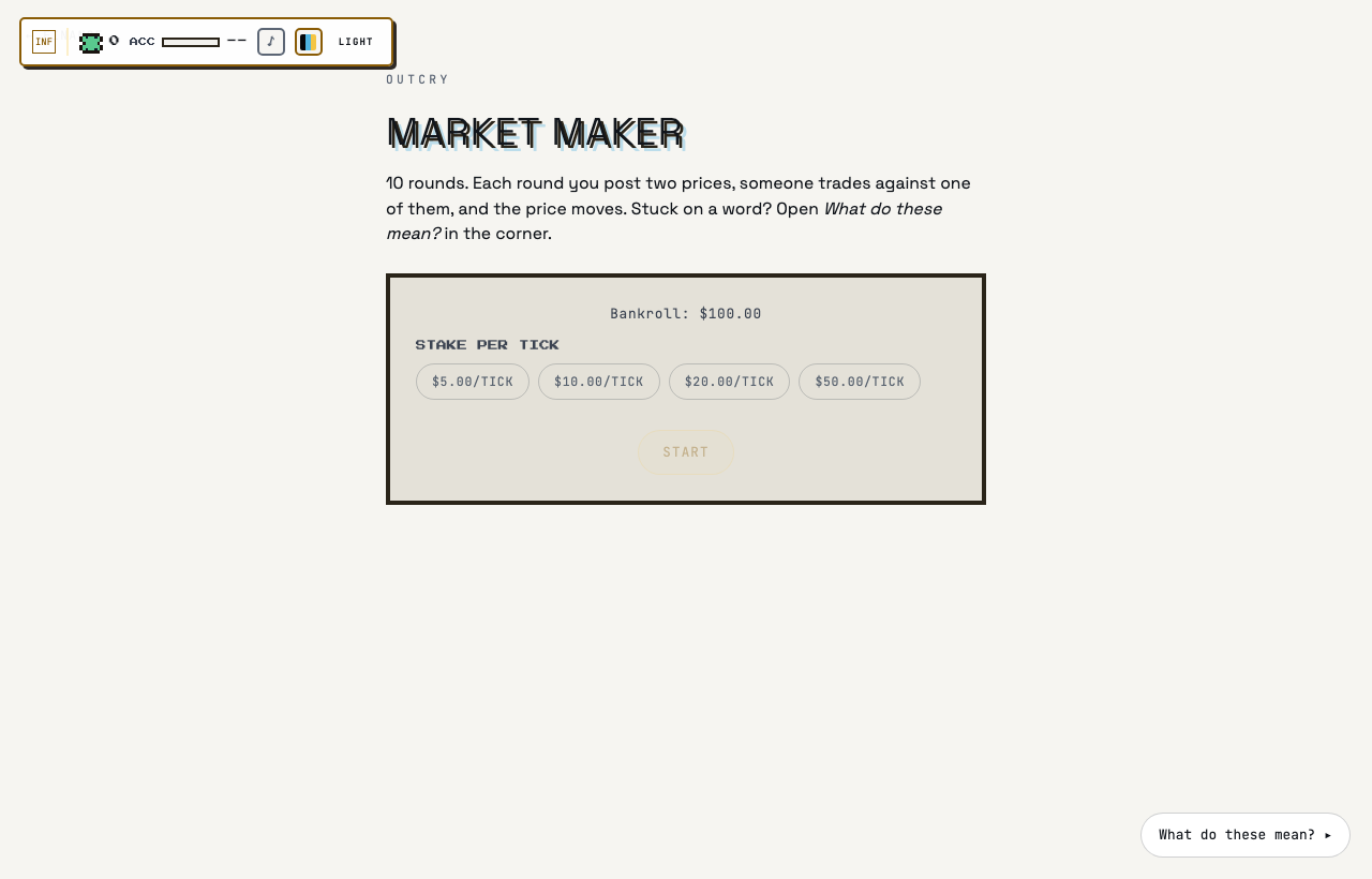 Market Maker in play on Outcry