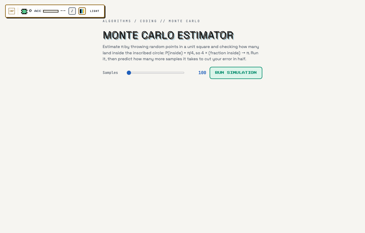 Monte Carlo Estimator in play on Outcry