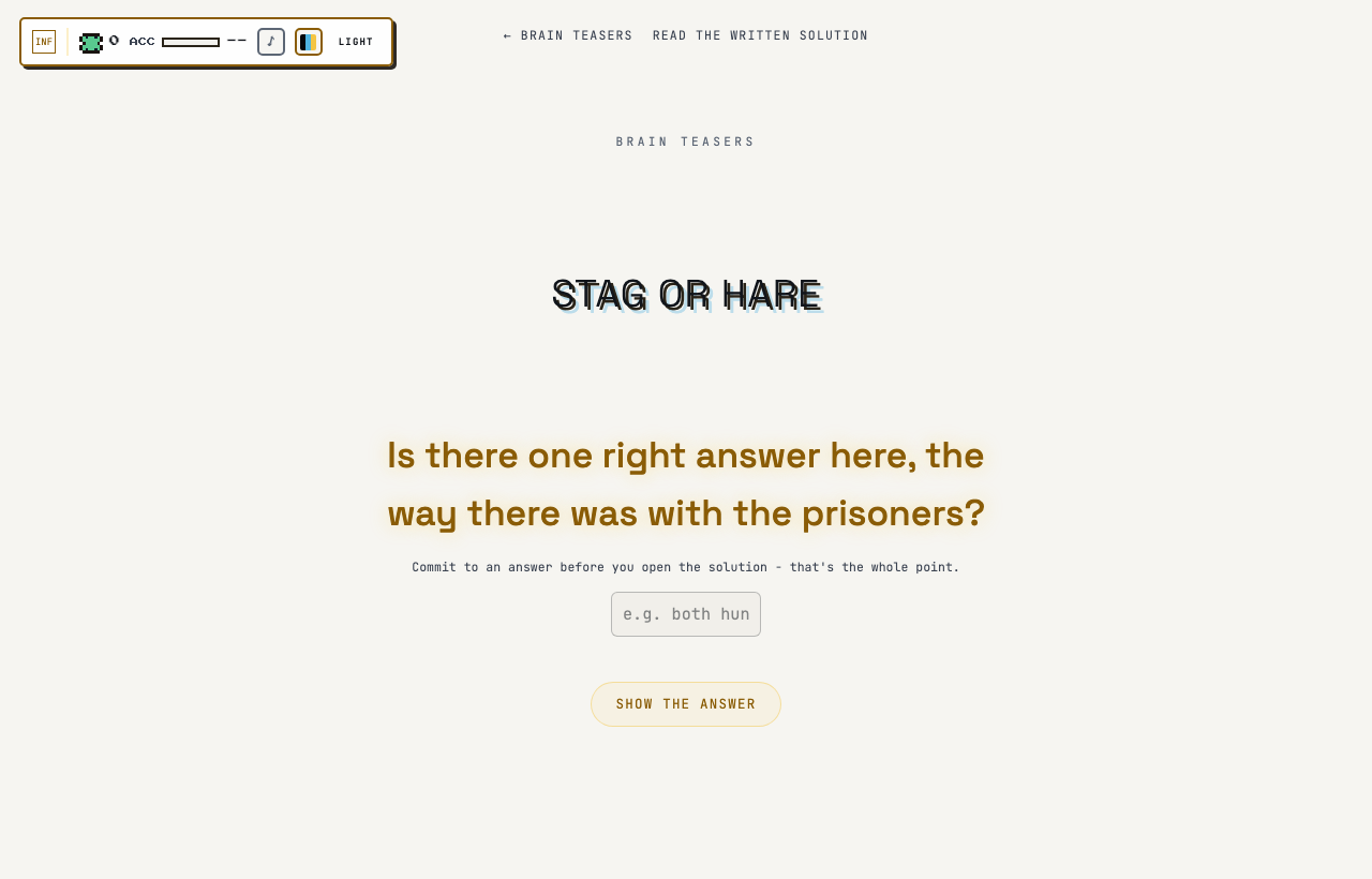 Stag or Hare in play on Outcry
