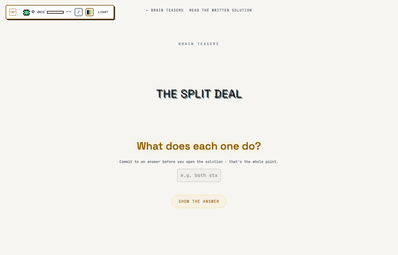 The Split Deal in play on Outcry